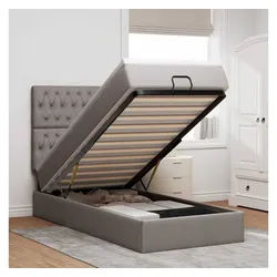vidaXL Bett, Ottoman-Bett mit Matratze Taupe 90x190 cm Stoff