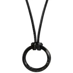 KARMA Kette mit Anhänger Halskette mit Ring Schwarz Silber od. Grau Herren (Herrenhalskette Geschenk für Ihn, Herrenschmuck Männer), Textilband Edelstahl 54 cm schwarz