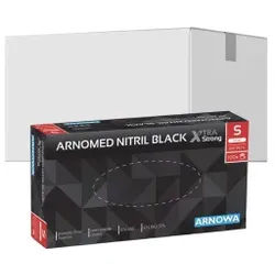 ARNOMED Nitril Black XTRA STRONG Einmalhandschuhe, schwarz, Puderfreie Nitrilhandschuhe mit texturierten Fingerspitzen, 1 Karton = 10 Packungen à 100 Stück, Größe S
