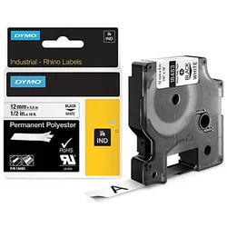 DYMO RHINO Polyester-Schriftband schwarz/weiß, 6 mm x 5,5 m