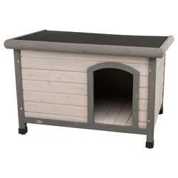 TRIXIE natura Hundehütte Classic Flachdach, S–M: 85 x 58 x 60 cm, grau