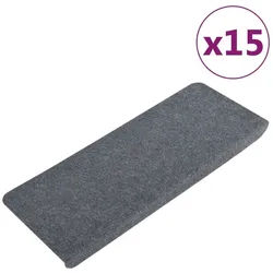 vidaXL Stufenmatte 65 x 245 x 35 cm Stufenmatten Selbstklebend 15 Stk 65x28 cm Grau grau