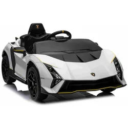 BoGi Elektro-Kinderauto Lamborghini Invencible Sportwagen Kinderauto Bluetooth 2Motoren 12V weiß