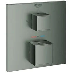Grohe Grohtherm Cube Fertigmontageset 24154AL0 hard graphite gebürstet, Unterputz-Brause-Thermostat mit 2-Wege-Umstellung