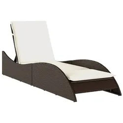 vidaXL Gartenliege 60 x 205 x 73 cm Gartenliege Sonnenliege mit Auflage Braun 60x205x73 c bunt