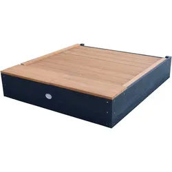 Sandkasten , Anthrazit, Braun , Holz , Hemlocktanne , 90x74x100 cm , unisex , EN 71, CE, FSC 100% , hoher Rand, Sitzfläche, mit Holzschutz vorbehandelt , Freizeit & Co, Gartenspielzeug, Sandkästen
