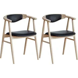 Hammel Furniture Holzstuhl Findahl by Hammel Tradition (Set, 2 St), Massivholz, mit Sitz und Rückenpolster aus Leder beige