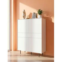 LeGer Home by Lena Gercke Highboard Essentials, Sideboard, Kommode, Anrichte, Schrank, Stauraumschrank, Breite: 111 cm, UV lackiert, Push-to-open-Funktion weiß