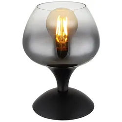 GLOBO LIGHTING Tischleuchte, Leuchtmittel nicht inklusive, Schlafzimmerleuchte Tischlampe Beistellleuchte Rauchglas schwarz