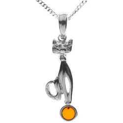 OSTSEE-SCHMUCK Kette mit Anhänger Ostsee-Schmuck Kette mit Anhänger Katze Kette mit Anhänger Katze (2-tlg) silberfarben 42 cm