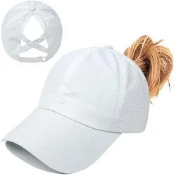 LuxusKollektion Baseball Cap Basecap Damen Mesh Pferdeschwanz Laufkappe Einheitsgröße Weiß
