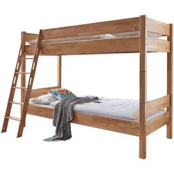 Carryhome Etagenbett , Buchefarben , Holz , Buche , massiv , einzeln stellbar , 90x200 cm , Baby & Kindermöbel, Kinderzimmer & Jugendzimmer, Stockbetten