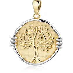 Kettenanhänger FIRETTI "Schmuck Geschenk Gold 375 Halsschmuck Anhänger Baum des Lebens bicolor", gelbgoldfarben, weißgoldfarben, Schmuckanhänger, Damen, Gelbgold 375, 2,4 g, Kettenanhänger