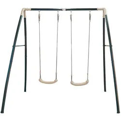 Ambia Garden Schaukel Double Metal , Anthrazit, Weiß , Metall, Kunststoff , 210x217x210 cm , Fsc, EN 71 , witterungsbeständig, einfache Handhabung und Montage , Freizeit & Co, Gartenspielzeug, Schaukeln