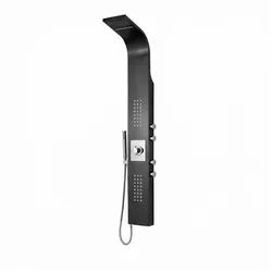 Bernstein Duschsäule 8815 Schwarz Thermostat, Höhe 165 cm, Edelstahl gebürstet inkl. Schwalldusche & Massagedüsen schwarz