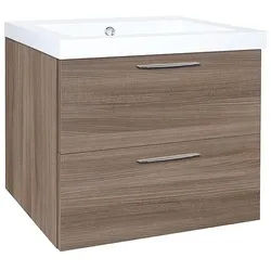 Waschtischunterschrank + Mineralguss-Waschtisch EKRY, Hanf Ulme, 2 Auszüge, 610 x 550 x 510 mm