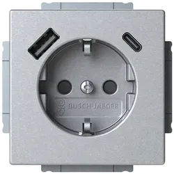 Busch-Jaeger SCHUKO® USB-Steckdosen-Einsatz -Safety+ mit USB A/C (alusilber)