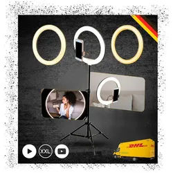 TronicXL Ringlicht Ringlicht mit 2m Stativ groß Ring Light Handy Smartphone Halterung, höhenverstellbar schwarz