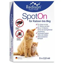 REDISAN Spot-on gegen Zecken+Flöhe f.Katze bis 8kg 5X2 ml