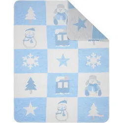 Patinio Schmusedecke , Blau, Creme , Textil , Winterlandschaft , 75x100 cm , Oeko-Tex® Standard 100 , pflegeleicht , Schlafen, Kuscheln & Schlafen, Schmusedecken
