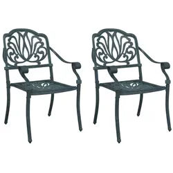 vidaXL Gartenstuhl Gartenstühle 2 Stk. Grün Aluminiumguss (2 St) grün