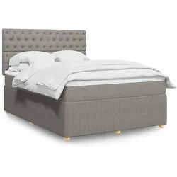 vidaXL Boxspringbett, Boxspringbett mit Matratze Taupe 140x200 cm Stoff