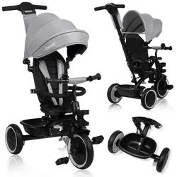 lionelo Dreirad-Kinderwagen BERRY, undurchdringliche Räder/ideal zum Erlernen des Fahrens/ab 9 Monaten grau