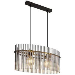 GLOBO LIGHTING Pendelleuchte, Leuchtmittel nicht inklusive, Hängeleuchte Pendelleuchte Wohnzimmerlampe Glasstäbe rauch schwarz grau