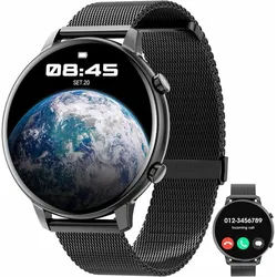 Hwagol Smartwatch (3,5 cm, android ios), Smartwatch mit 1.38" HD Display, Bluetooth Anrufen schwarz