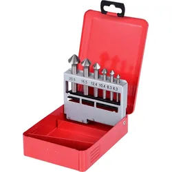KS Tools Senkbohrer HSS Co 5 Kegel-Entgratsenker-Satz, Stahlblechkassette 6-tlg (336.041