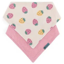 Petite&Mars Bandana Luke 3m+ Lätzchen Beige Strawberies&Dusty Rose 2 St.