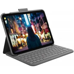 Logitech Slim Folio für iPad (10. Gen) grau Tastaturhülle. iPad-Tastatur (Integrierter Stand) grau