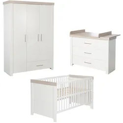 Roba Babyzimmer-Set Lucy, 3-teilig , Weiß , Holzwerkstoff , 76x82x144 cm , Blauer Engel , Babymöbel, Babyzimmer-Sets
