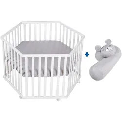 Roba Laufgitter inkl. Bettschlange, roba Style grau , Holzwerkstoff , Quadratisch , 118.5x72.5x103.5 cm , Babymöbel & Kindermöbel, Babyzimmer, Laufgitter