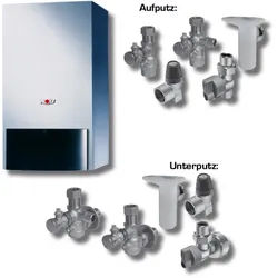 Wolf Paket Heizwerttherme CGU-2-10 Erdgas E, BM, Anschluss-Set Unterputz