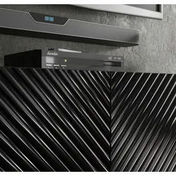 Raumhirsch Furniture Lowboard TV Schrank, RTV Möbel, Wohnmöbel (Maße 200 x 42 x 56 (H) cm, 4 Türen), Push to Open System, gefräste Fronten, Metallfüße schwarz
