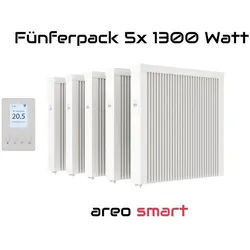 eVARMO Elektro-Heizkörper Paketset Flächenspeicherheizung areo smart 1300, Digitales Thermostat mit LCD-Display und 4 Knöpfen