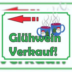 HB-Druck Glühwein Verkaufsschild Schild mit Pfeil nach links A1 Rückseite selbstklebend