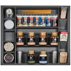 SO-TECH® Schubkasteneinsatz Orga-Box I für Optifit / blum Tandembox im 60er Schrank, Multi-Gewürzdoseneinsatz 513 x 473 x 28 oriongrau Antirutsch grau 51.3 cm x 47.3 cm