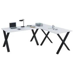 Mid.you Eckschreibtisch , Schwarz, Weiß , Holzwerkstoff , rechteckig , X-Form , 80x76x220 cm , Büromöbel, Schreibtische, Eckschreibtische