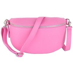 MIRROSI Bauchtasche Damen, Echtleder, Leder, Made in Italy, Umhängetasche, Brusttasche, (Schultertasche für jeden Anlass (1 Tasche & 1 Gurt), 3 Größen auswählbar), Crossbody Bag, Damen Taschen verstellbaren Schulterriemen blau|rosa|silberfarben Große Tasche (28x18x9cm)