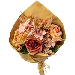 Künstlicher, Bunter Blumenstrauss In Packpapier, 50 Cm Hoch