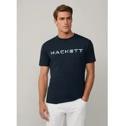 Hackett London für Herren. HM500870 T-shirt logo navy (XL), Lässig, Baumwolle, Kurzarm, Marine