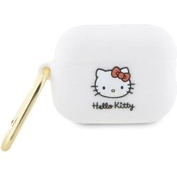 Hello Kitty HKAP23DKHSH Airpods Pro 2 cover biały/white Silicone 3D Kitty Head (Kopfhörer Hülle), Kopfhörertasche + Schutzhülle, Weiss