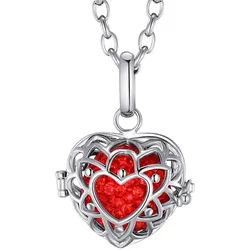 Morella Kette mit Anhänger Morella Halskette mit Anhänger und Klangkugel zur Farbauswahl (2-tlg., Kette inkl. Klangkugel und Samtbeutel), Silberne Kette, Herzform, austauschbare Klangkugel, im Samtbeutel rot|silberfarben