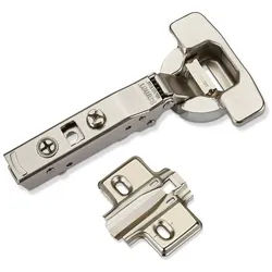 SO-TECH® Möbelbeschlag Topfband Master Toolless T45 inkl. Kreuzplatte mit Langlochv (1 St), Eckanschlag 110° ungedämpft, werkzeuglose Topfmontage silberfarben