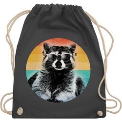 Shirtracer Turnbeutel Cooler Waschbär Raccoon, Vintage Retro grau