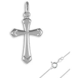 Order & Smile Schmuck Kreuzkette Kreuz mit Kette: Anhänger Halskette Silber (Set, inkl. Kette), gestempelt silberfarben