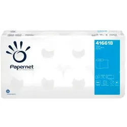 Papernet Toilettenpapier, 2-lagig, weiß, Deinktes Klopapier mit Flower terra Muster, 1 Packung = 8 Rollen à 500 Blatt