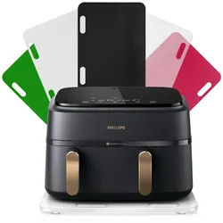 AREA17 Küchenmaschinen Zubehör-Set Acryl Gleitbrett für Philips Steam Airfryer 3000 Series, 44x35cm, Zubehör für Dual Basket 9L Heißluftfritteuse, Farbwahl, rutschfest & verschiebbar, sicherer Stand, einfache Handhabung weiß